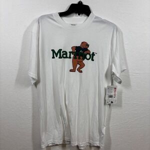 Marmot Mountain Works Mens White Leaning Marty Graphic T Shirt Size M Medium NWT